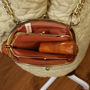 Vintage Eel skin shoulder bag gold link chain